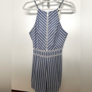 Adeline Rae Striped Lace Romper